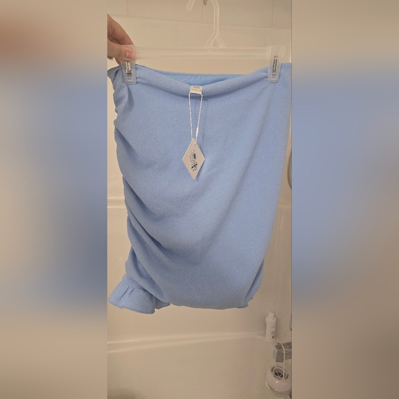 Light Blue Ruched Skirt - Picture 2 of 4